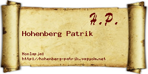 Hohenberg Patrik névjegykártya